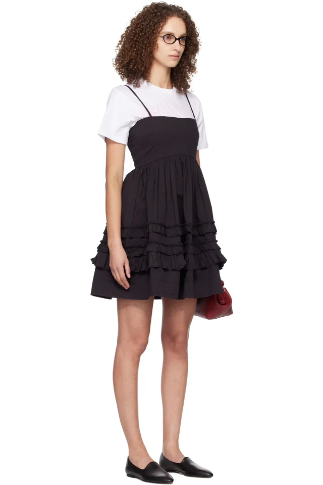 GANNI Black Frill Minidress, photo 2 of 4 from SSENSE