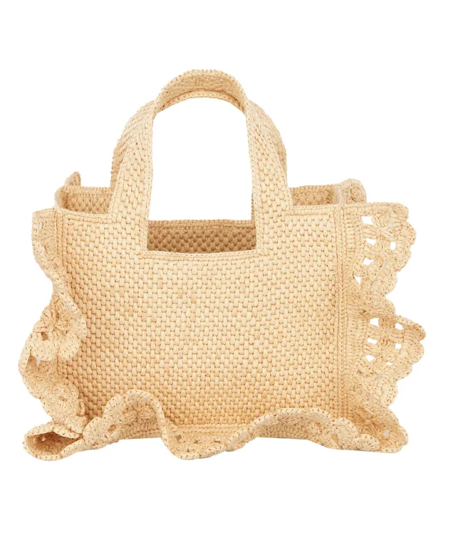 Loewe x Paula's Beige Ibiza Font Ruffla Tote Bag in Beige Raffia from Luxury Promise, photo 3 of 10