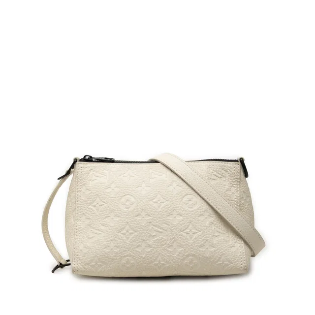 White Louis Vuitton Monogram Empreinte Triangle Messenger Bag Satchel in White Leather from Designer Revival
