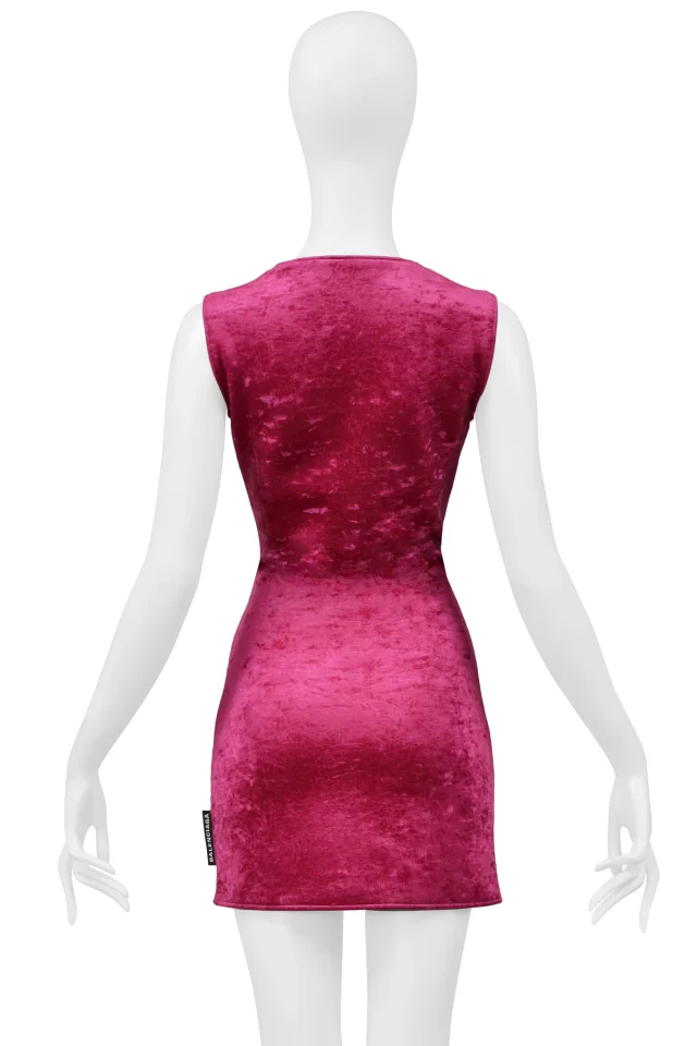 Balenciaga Pink Neoprene Velvet Mini Dress 2018 in Pink Velvet from Resurrection Vintage, photo 2 of 8