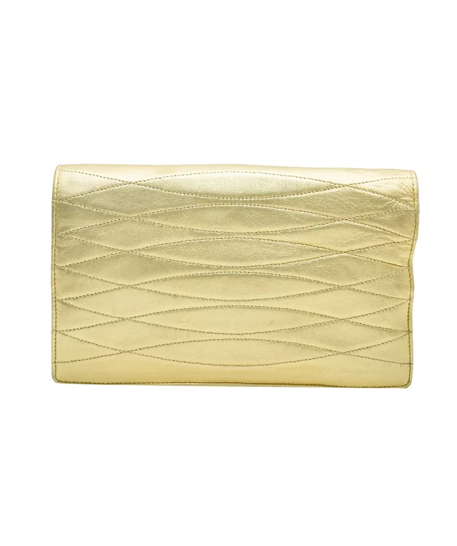 Chanel Metallic Gold Clutch in Gold Leather from Luxury Promise