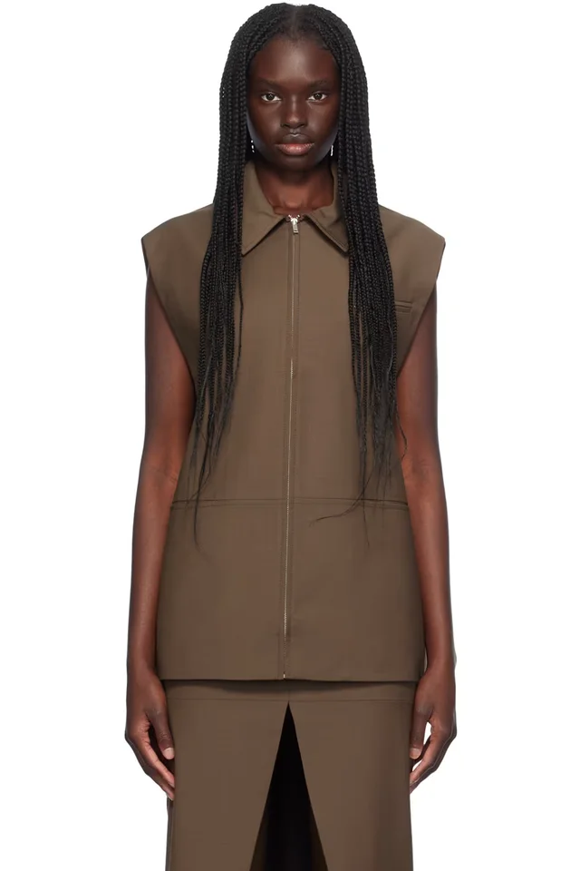 Aya Muse Brown Castor Vest, image 1 of 1 from SSENSE