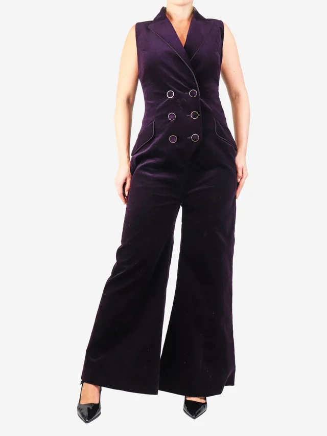 Zimmermann Aubergine corduroy jumpsuit - size UK 12 from Sign of the Times, photo 3 of 3