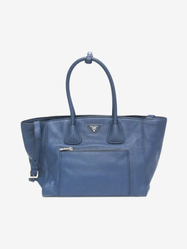 Prada Blue Vitello Phenix leather 2way bag in Blue Leather from Sign of the Times