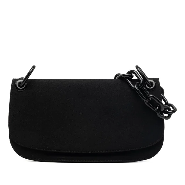 Black Prada Tessuto Swing Chain Shoulder Bag in Black Nylon from Designer Revival