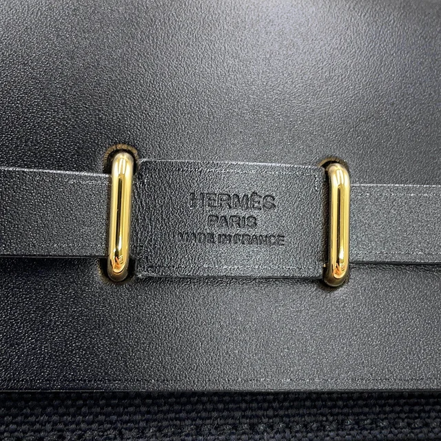 Hermès Herbag zip Black Toile Military Vache Hunter Leather Size Mini in Black Leather from GALLERY RARE, photo 6 of 7