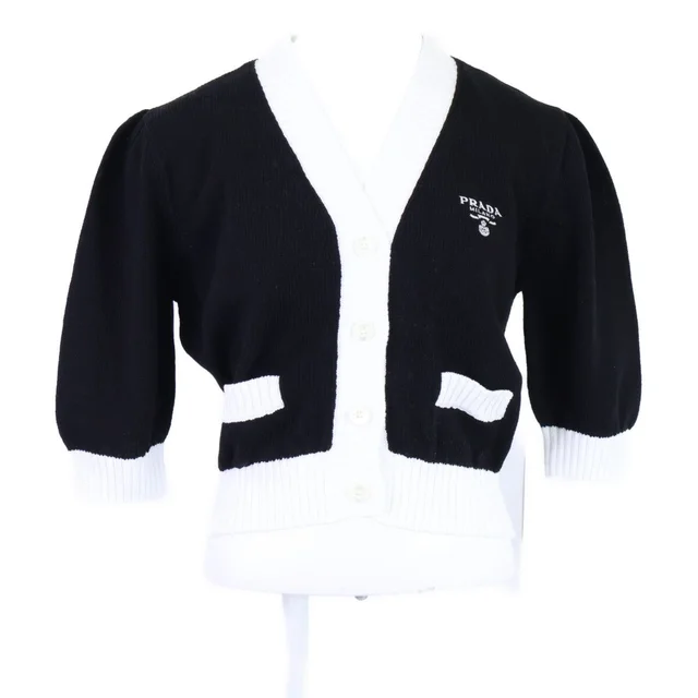 Prada Logo Embroidery Cropped Cardigan 42 from The Reluxe