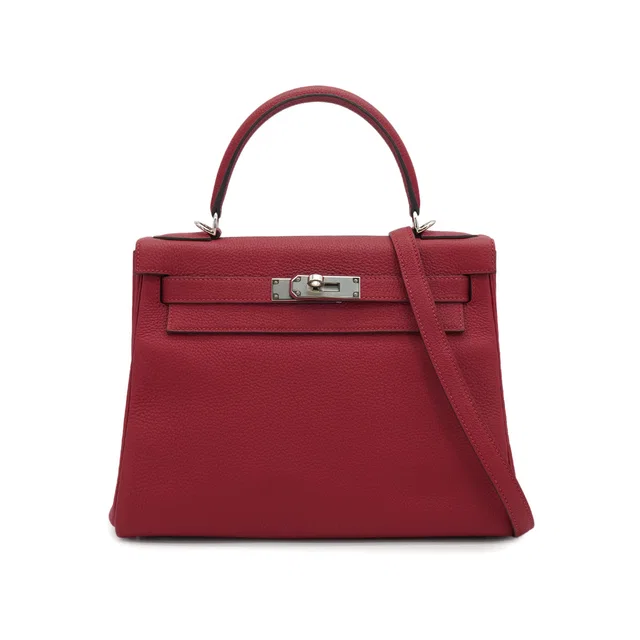 Hermès Kelly 28 Retourne Rouge Grenat Togo Hand Shoulder Bag 2019 D Stamp Palladium Hardware in Red Togo leather from Luxury Promise