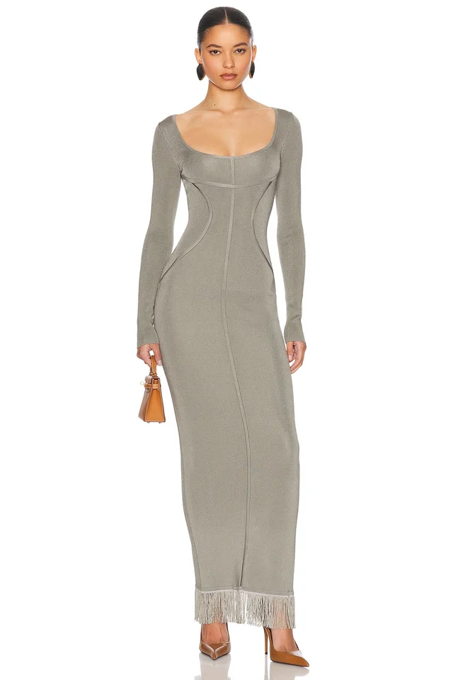 Helsa Claudetta Maxi Dress in Grey from FWRD, photo 1 of 1