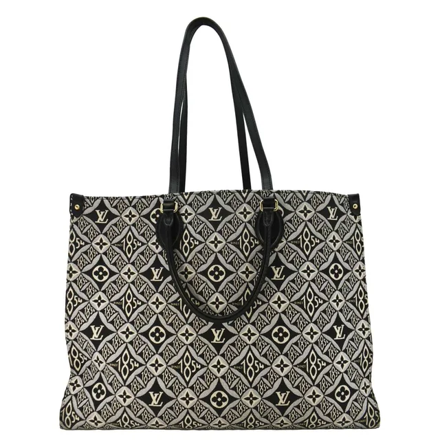 Louis Vuitton Onthego GM 1854 Jacquard Tote Bag Grey in Grey Leather from Dallas Designer Handbags