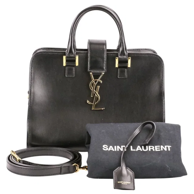 Saint Laurent Baby Cabas 2-Way Shoulder Bag Black in Black Leather from The Reluxe