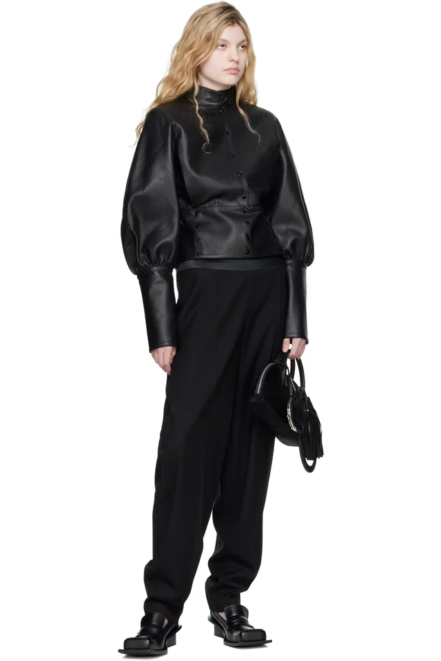 FIDAN NOVRUZOVA Black Elena Leather Jacket, photo 4 of 4 from SSENSE