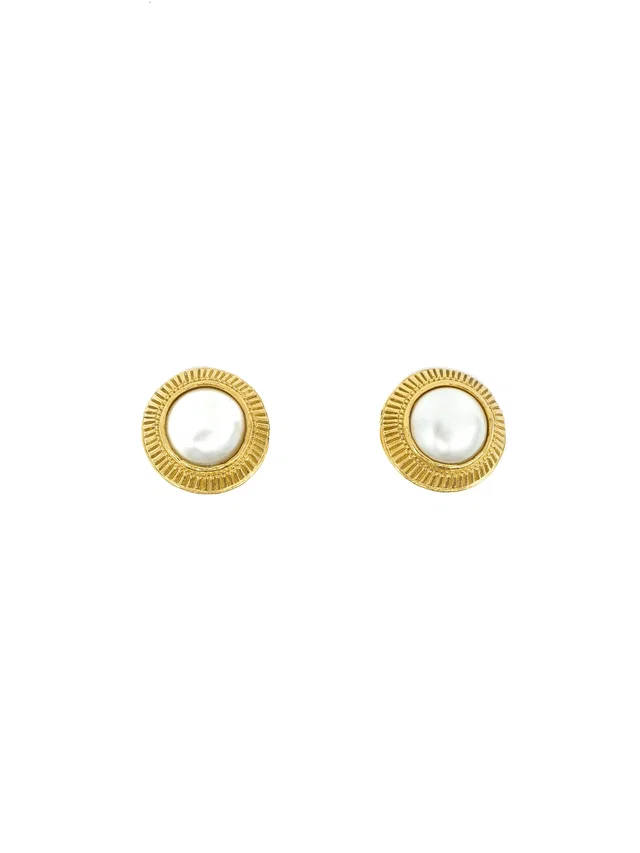 Chanel Pearl Button Earrings from Arcade Vintage