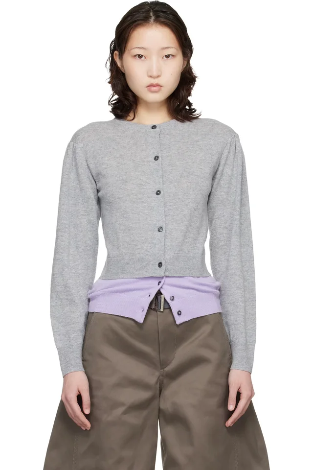 Meryll Rogge Gray & Purple Crew Neck Double Cardigan from SSENSE, photo 1 of 1