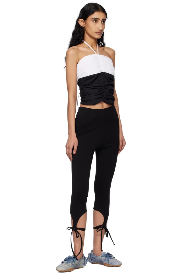 Kijun Black & Off-White Shirring Halter Top, photo 4 of 4 from SSENSE