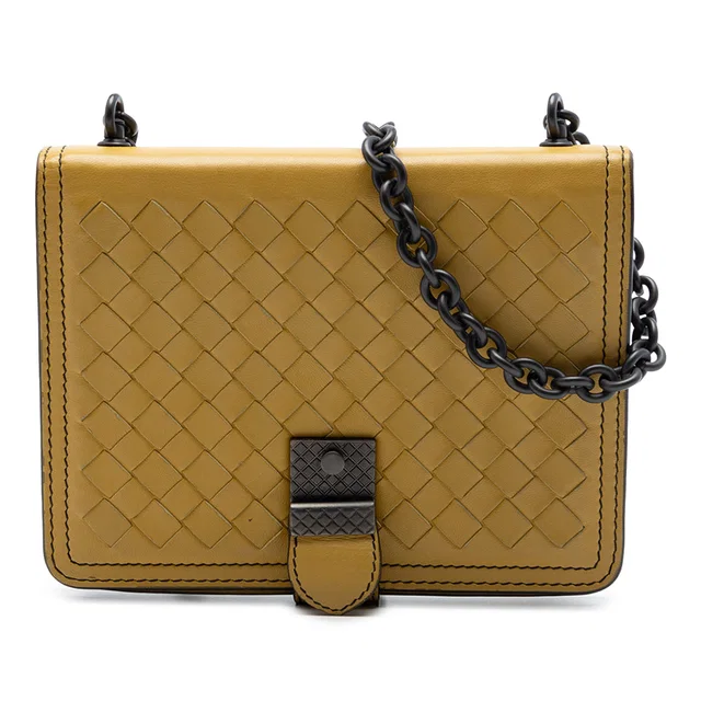 Yellow Bottega Veneta Small Nappa Intrecciato Runway Shoulder Bag in Yellow Nappa leather from Designer Revival