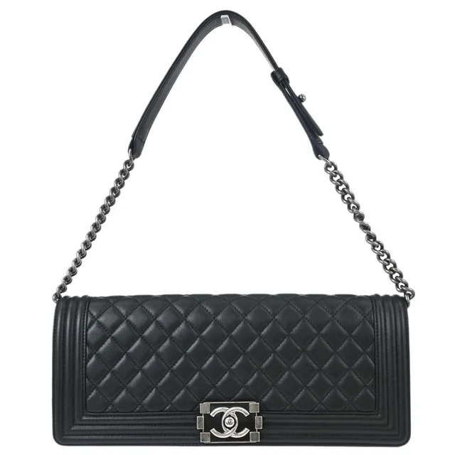 Boy Chanel 2014-2015 Black Lambskin Handbag in Black Lambskin from AMORE Vintage Tokyo