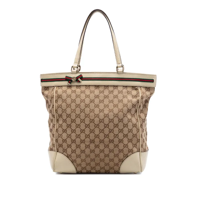White Gucci GG Canvas Web Mayfair Tote in White Canvas from Designer Revival, photo 1 of 1
