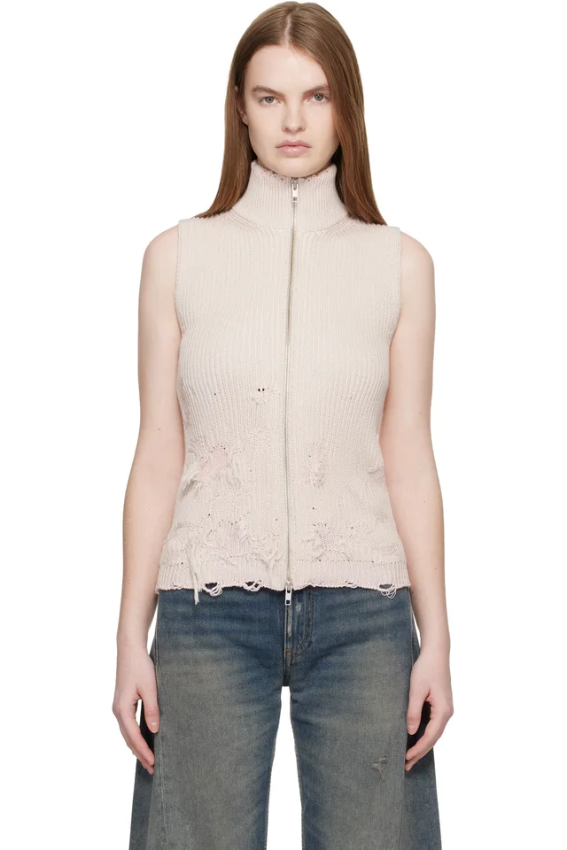 MM6 Maison Margiela Pink Amended Optical Ribs Vest, image 1 of 1 from SSENSE
