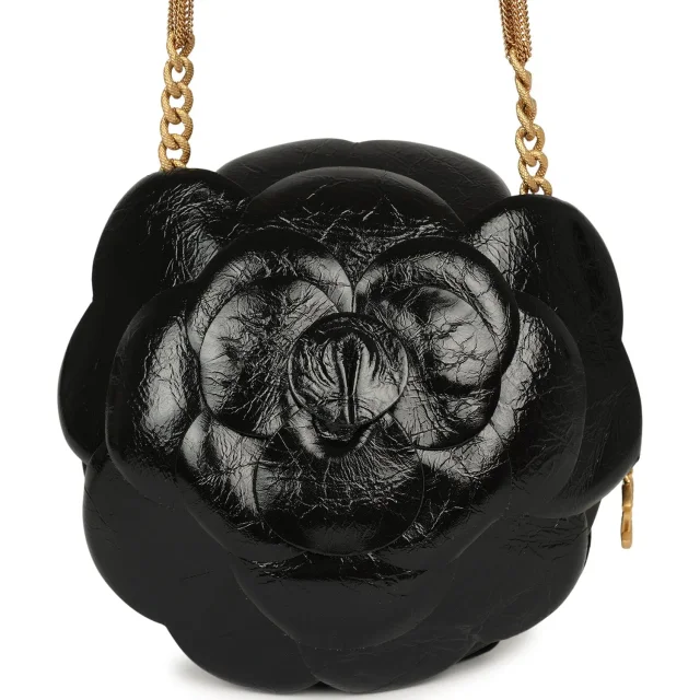Chanel Camellia Round Clutch in Black Calfskin from Madison Avenue Couture, photo 4 of 10