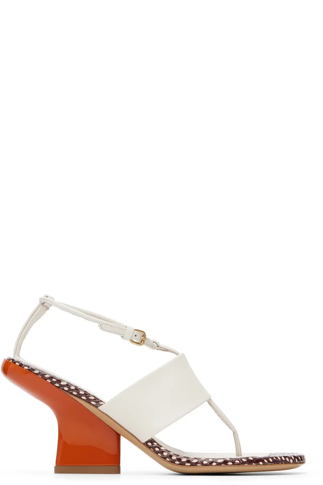 Dries Van Noten White & Orange Leather Heeled Sandals, image 1 of 1 from SSENSE
