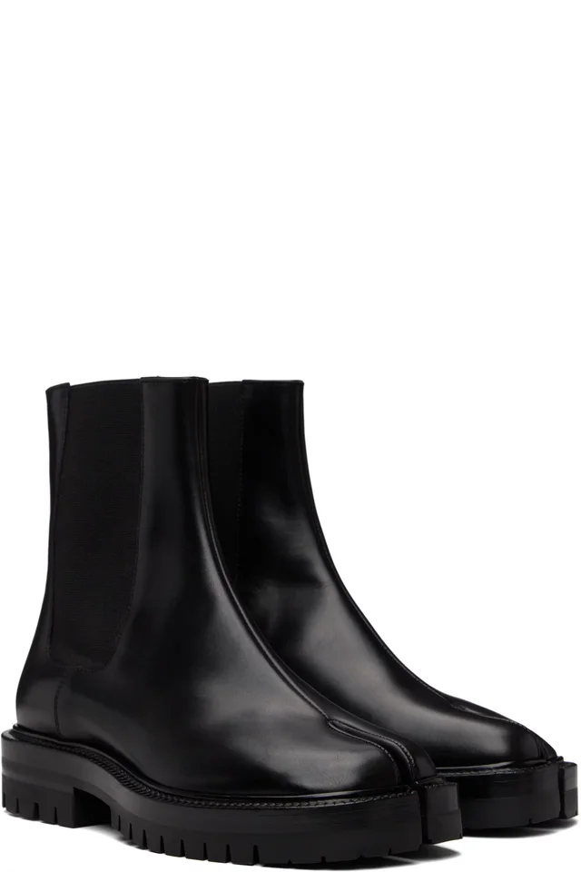 Maison Margiela Black Tabi County Chelsea Boots, photo 4 of 5 from SSENSE