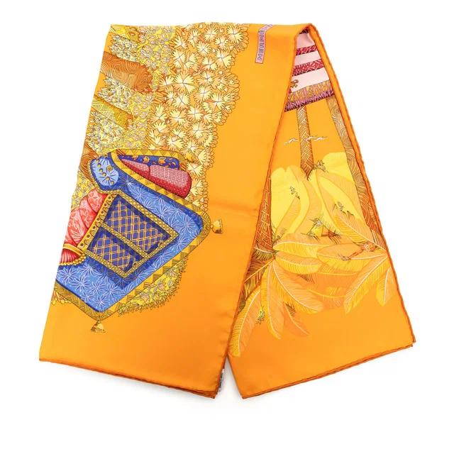 Orange Hermès Ombres et Lumieres Silk Scarf 90 Scarves in Orange Silk from Designer Revival