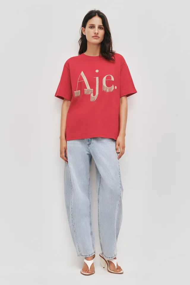 AJE Goldie Oversized Tee in Red from Aje, photo 1 of 1
