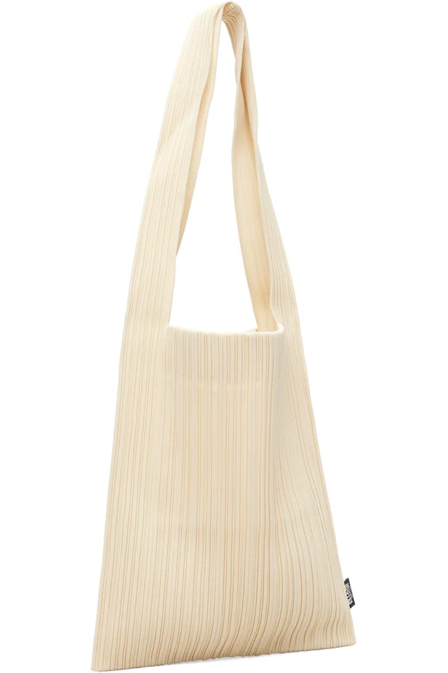 PLEATS PLEASE ISSEY MIYAKE Beige Crepe Knit Tote, photo 2 of 4 from SSENSE