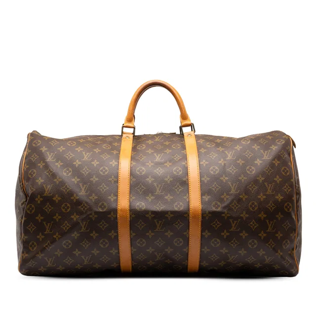 Brown Louis Vuitton Monogram Keepall 60 Travel Bag in Brown Coated canvas from Designer Revival