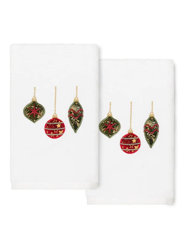 Linum Home Textiles Christmas Ornaments White Hand Towels (Set Of 2), image 1 of 1 from Rue La La