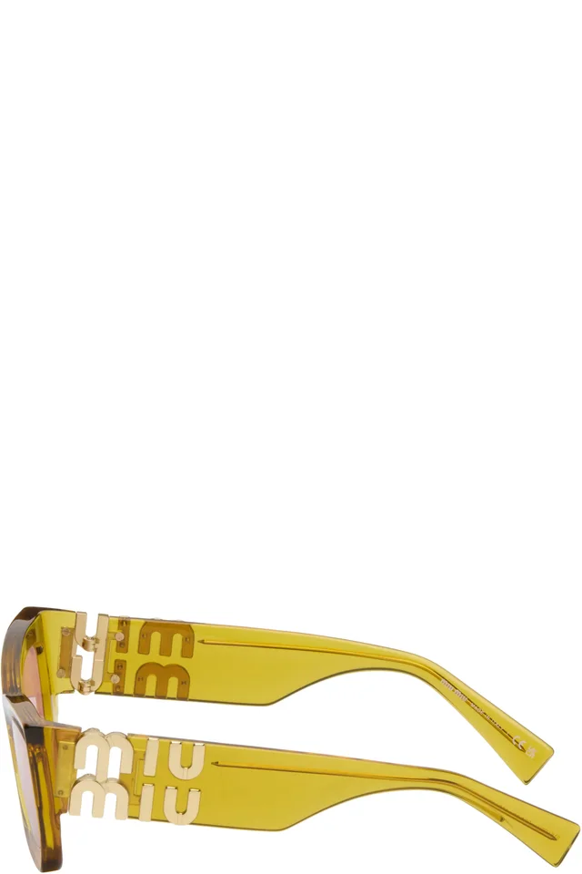 Miu Miu Eyewear Yellow Miu Glimpse Sunglasses, photo 3 of 4 from SSENSE