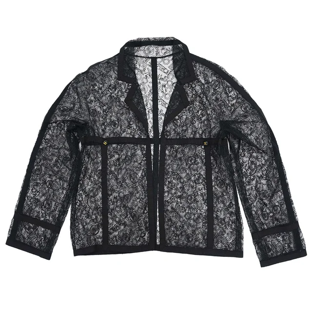 Chanel Lace Cardigan Black #38 in Black from AMORE Vintage Tokyo