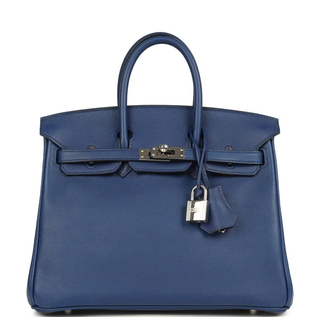 Hermès Birkin 25 Bleu Saphir Swift Palladium Hardware in Blue Swift leather from Madison Avenue Couture