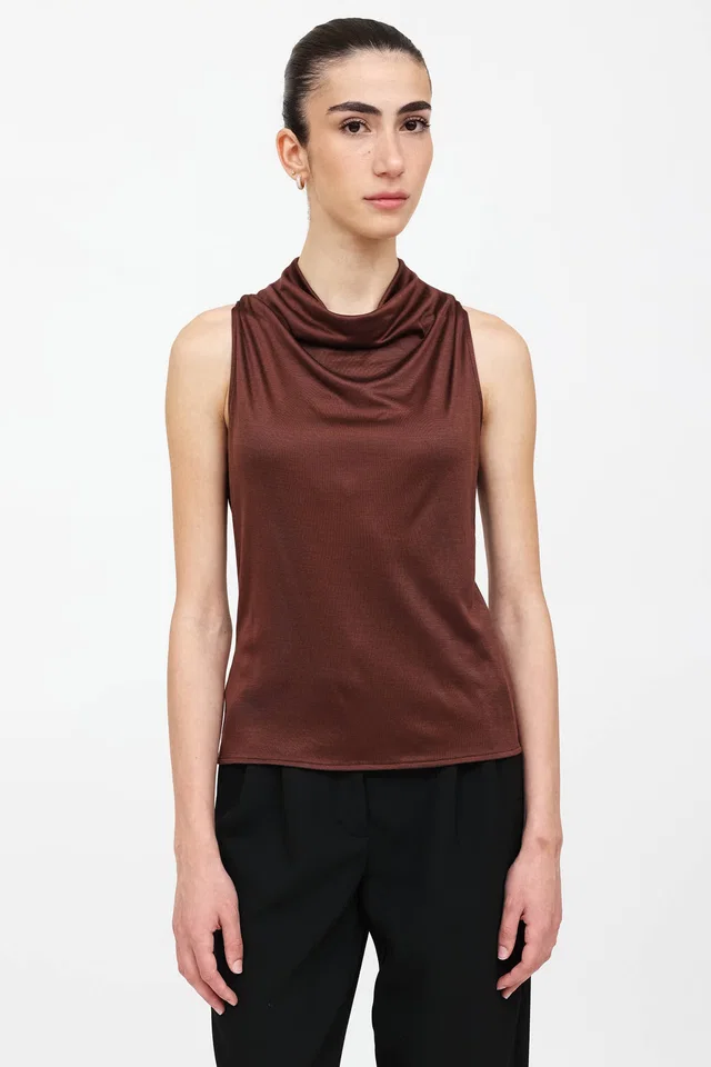 Hermès Knit Cowl Neck Top in Silk from VSP Consignment