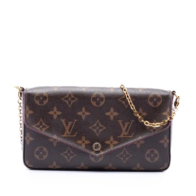 Brown Louis Vuitton Monogram Pochette Felicie Crossbody Bag in Brown Coated canvas from Designer Revival