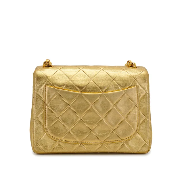 Chanel Vintage Mini Square 17 Bijou Chain Shoulder Bag Gold Lamb Skin Gold Hardware in Gold from Luxury Promise, photo 2 of 2