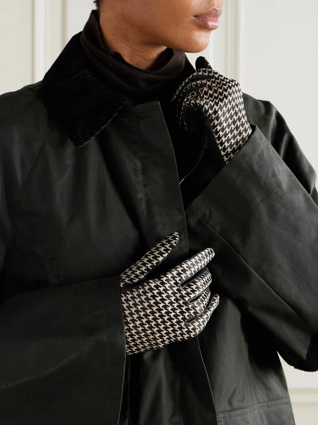 AGNELLE Susan houndstooth calf hair and leather gloves in Beige, photo 2 of 2 from NET-A-PORTER (Canada)