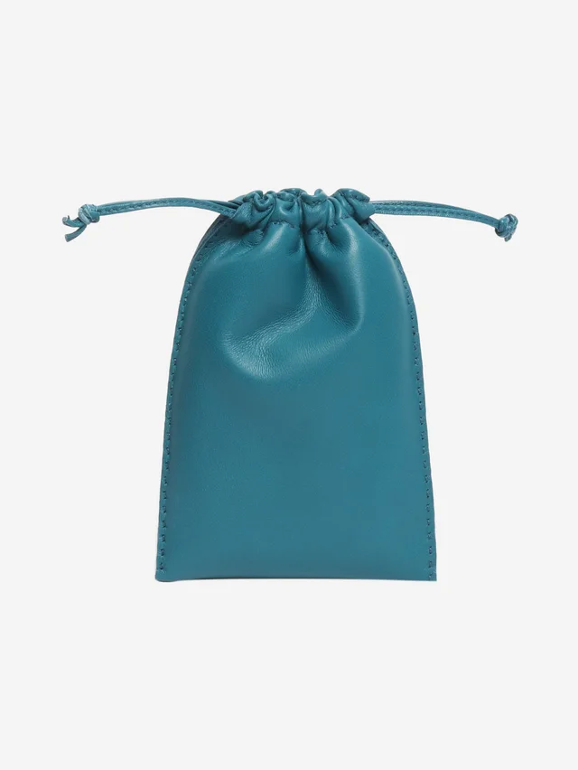 Hermès Blue leather drawstring pouch in Blue Leather from Sign of the Times