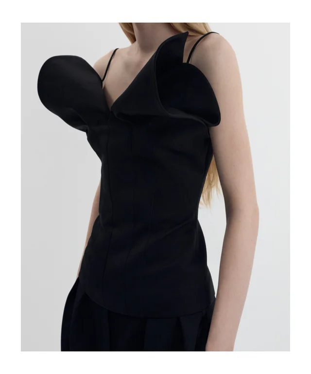 Magda Butrym V-neck corset top in black, image 1 of 1 from SENSER