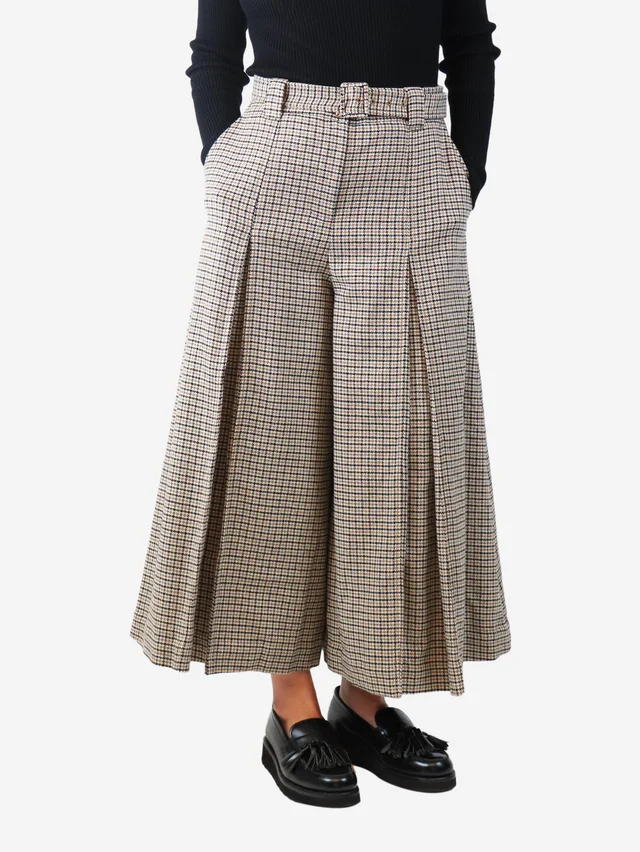 Zimmermann Brown houndstooth wool cullottes - size UK 12 in Brown Wool from Sign of the Times