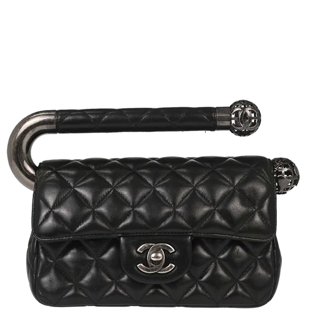 Chanel 2013-2014 Black Lambskin Around the World Handbag in Black Lambskin from AMORE Vintage Tokyo