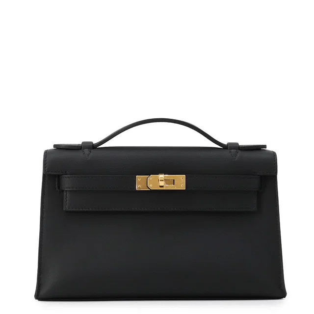 Hermès PochetteKelly Black Swift Leather in Black Swift leather from GALLERY RARE