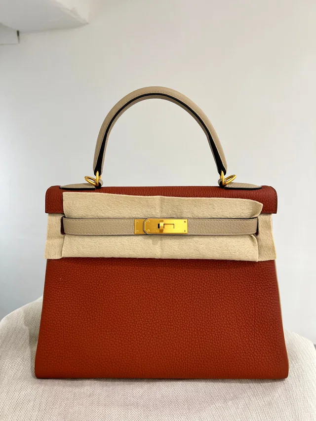 Hermès Cuivre+Trench Togo Kelly Bag #A in Togo leather from Luxury Promise