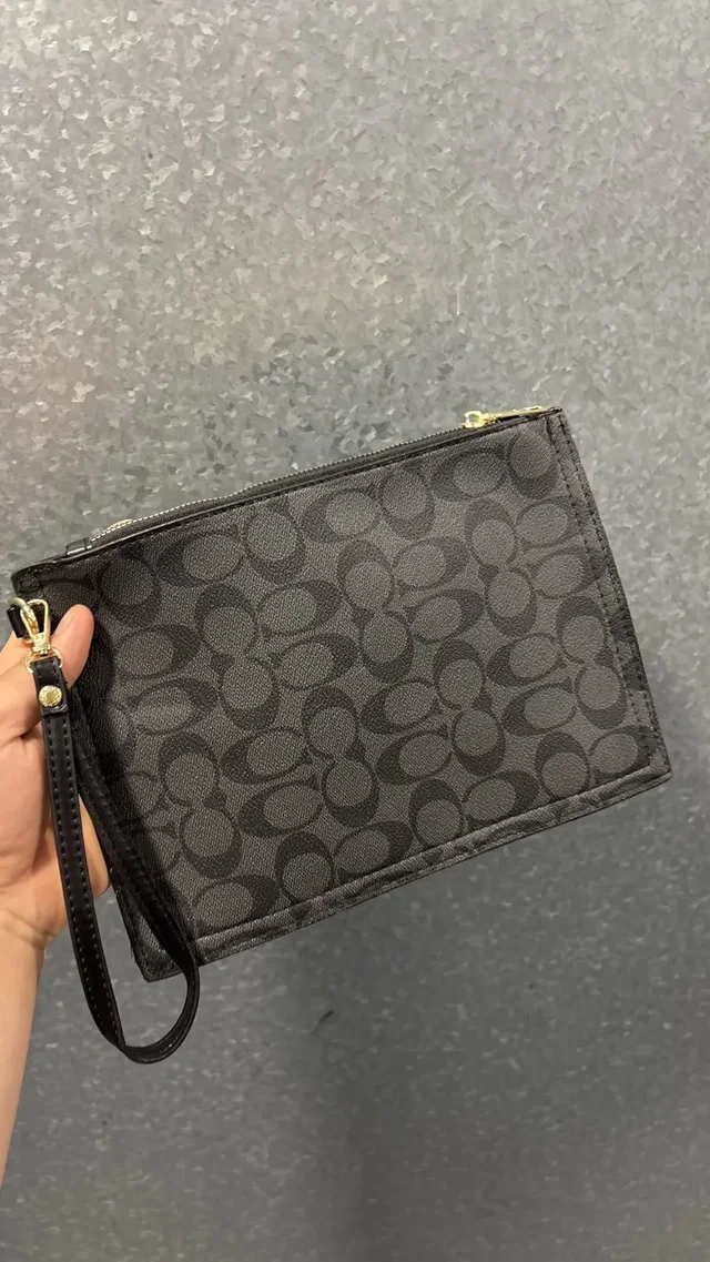 Coach Wallet Clutch Cc Logo Leather Hand in Silver in silver|gray Leather from Grailed