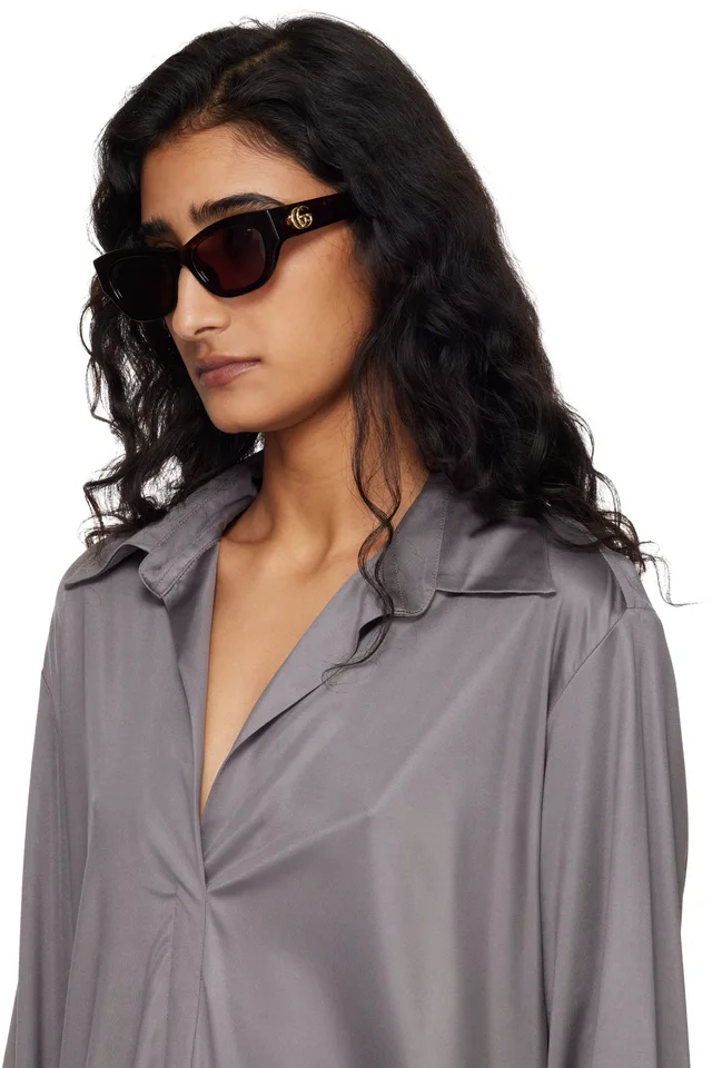 Gucci Brown Low Nose Bridge Fit Sunglasses, photo 4 of 4 from SSENSE