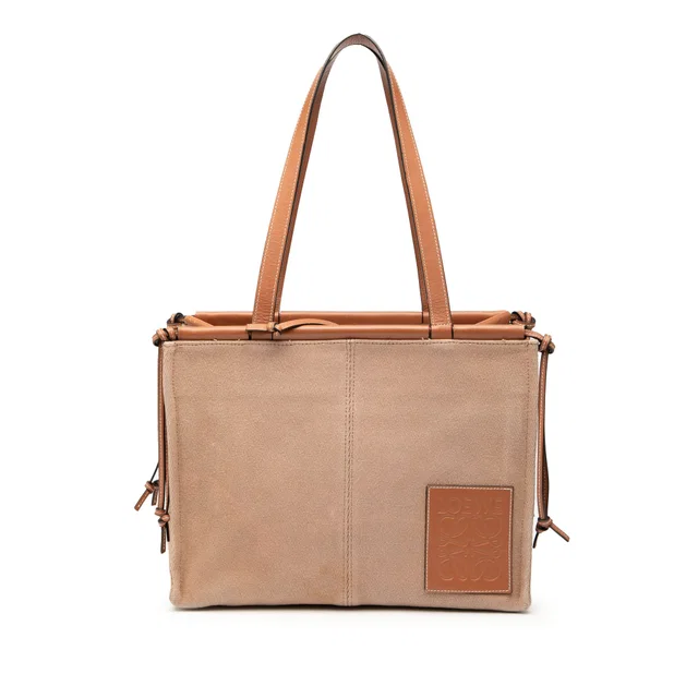 Brown LOEWE Small Canvas Cushion Tote in Brown Canvas from Designer Revival