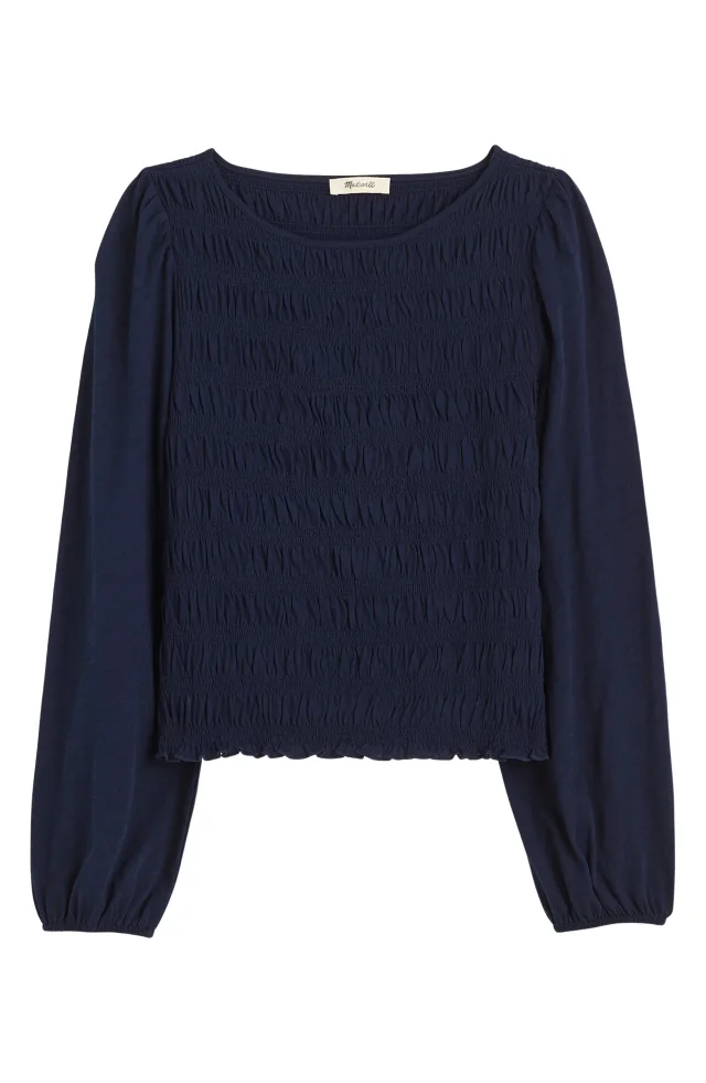 Smocked Boat Neck Long Sleeve Cotton Top, image 1 of 1 from Nordstrom Rack