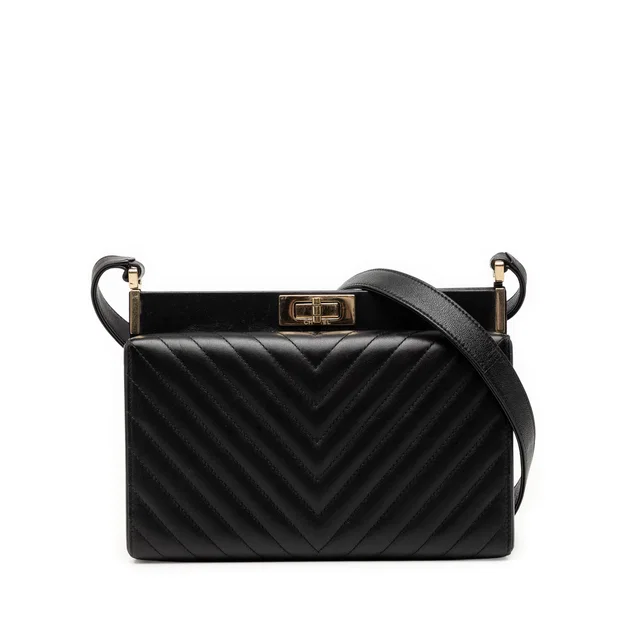 Black Chanel Chevron Lambskin Reissue 2.55 Frame Crossbody in Black Lambskin from Designer Revival
