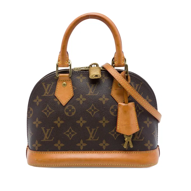 Brown Louis Vuitton Monogram Alma BB Satchel in Brown Coated canvas from Designer Revival